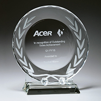 Glass Tray Trophy circular engravable